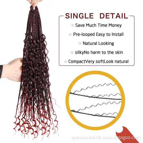 Goddess Bohemian Box braids hair Synthetic Crochet Braid 18inch Boho Braided Hair Extension